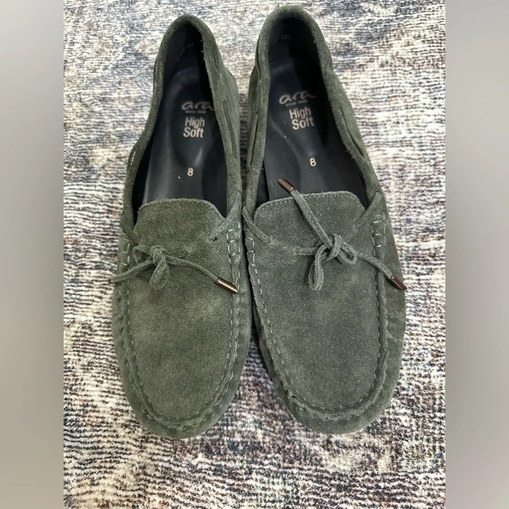 Men’s Amarillo driving moccasins Ara size 8 high soft suede loafer moccasin